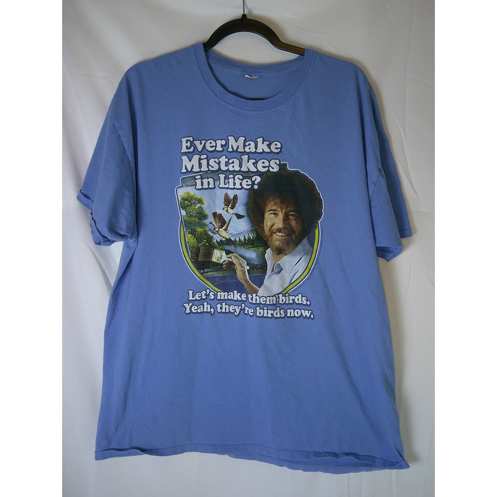 Bob Ross T Shirt "Make Them Birds"‎ Funny Quote Graphic Tee Large